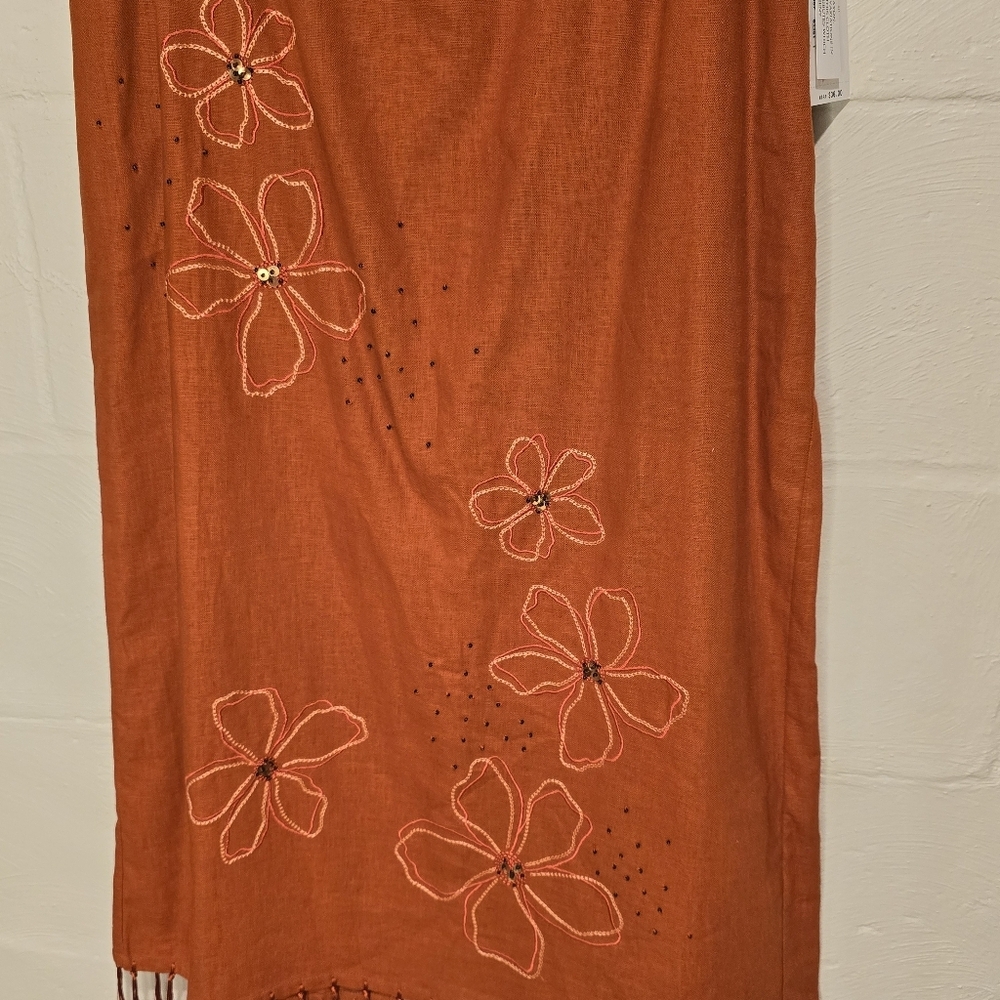 REQUIREMENTS Womens Martinque Adobe Embroidered Fringe Detail Midi Skirt Size M. - Picture 3 of 11